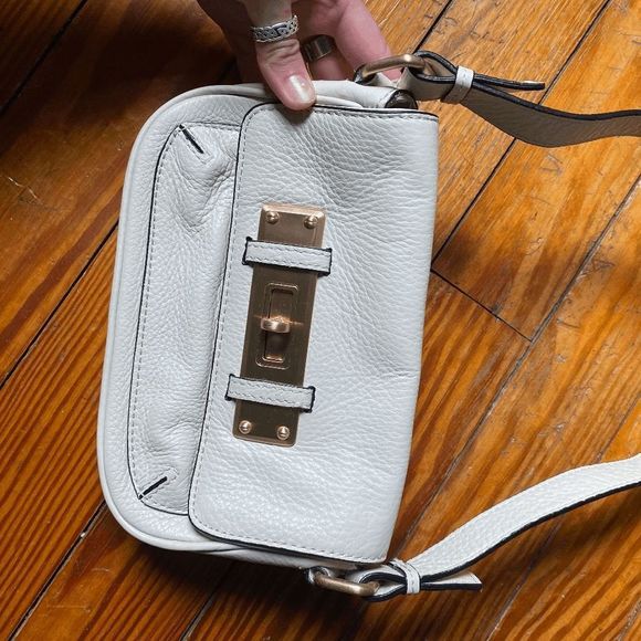 Talbots White Turn-Lock Pebbled Leather Shoulder Bag, MSRP $129 - Picture 8 of 11